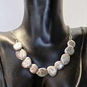Silpada Textured Silver Disc Statement Necklace
